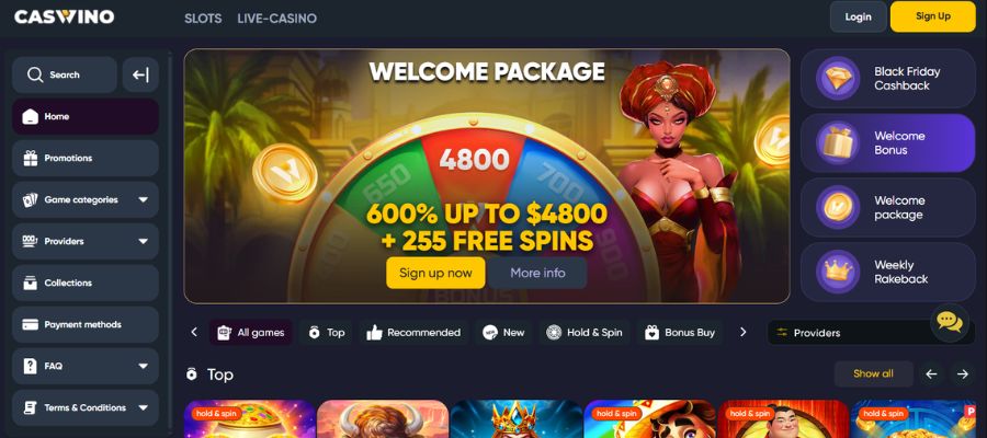 Caswino Casino presents substantial introductory offers