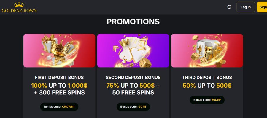 Golden Crown Casino provides numerous deposit-based promotions
