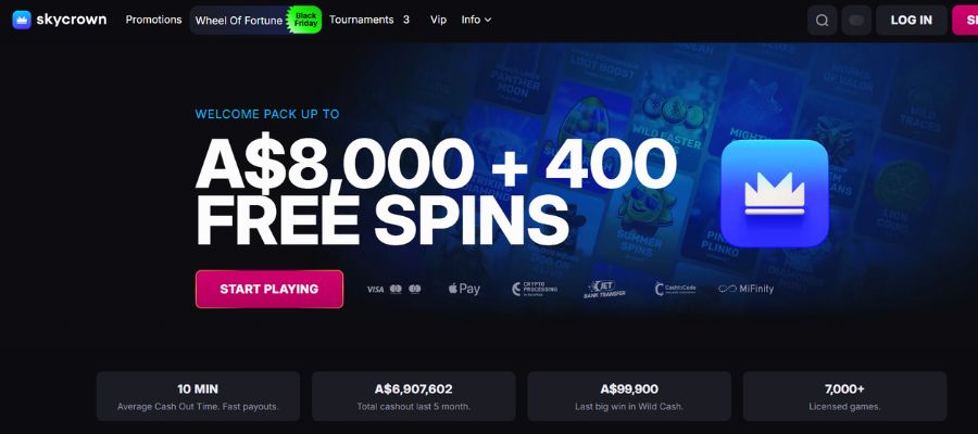 Skycrown Casino offers a substantial introductory package