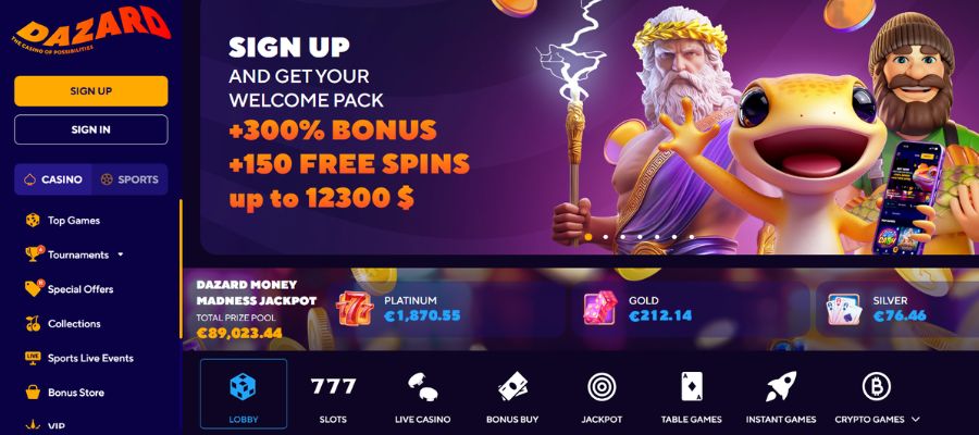 Dazard Casino provides dependable AUD payment methods