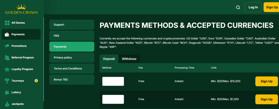 Golden Crown withdraws money within 1-2 hours