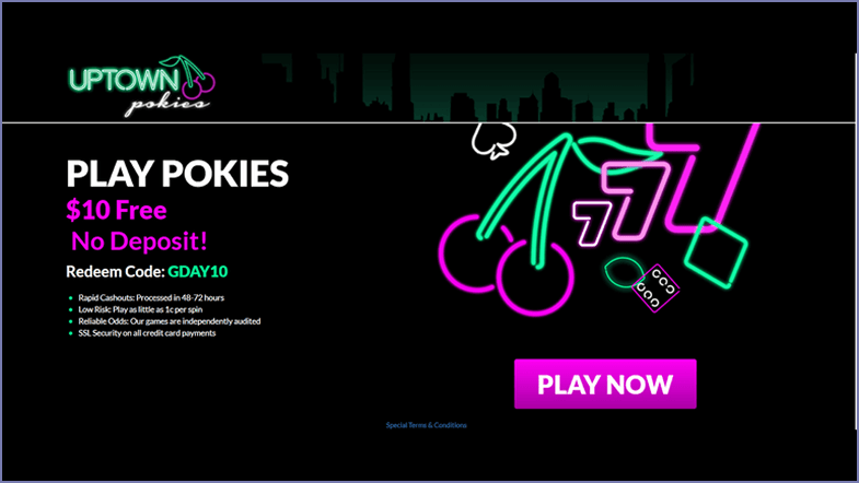 Uptown Pokies A$50 free chip promotion