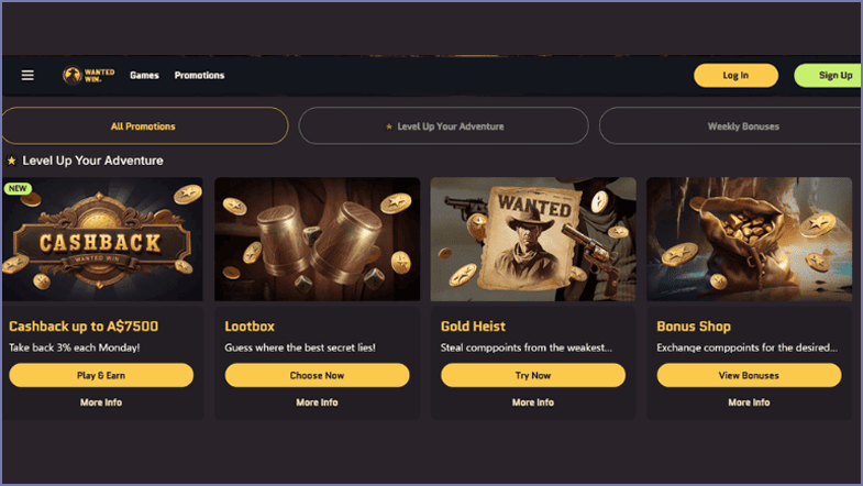 Wantedwin Casino no deposit free spins promotion
